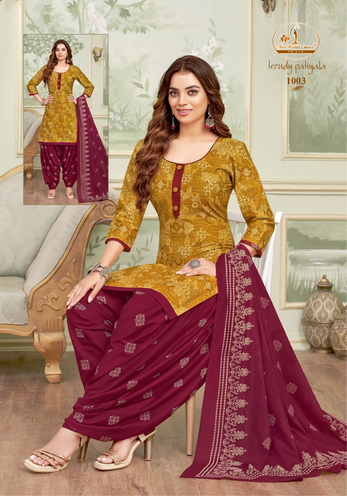 Trendy Patiyala Vol 1 Miss World Choice Cotton Dress Material Wholesaler