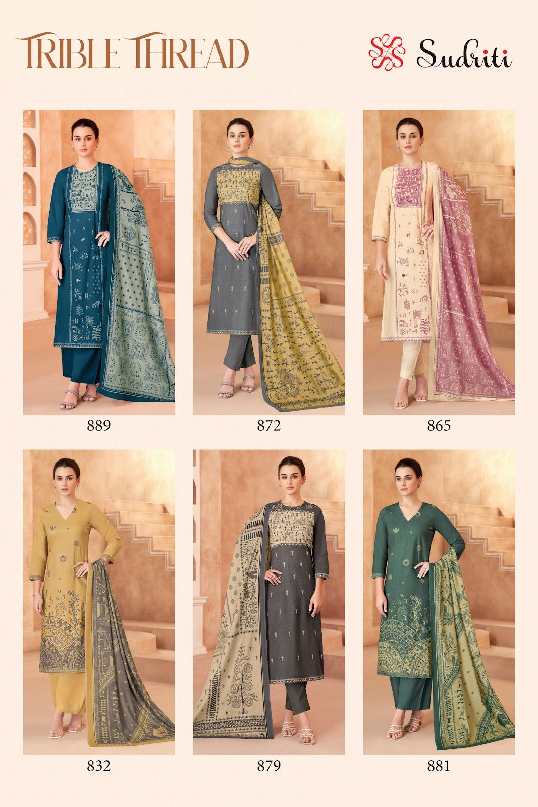 Trible Thread Sudriti Sahiba Pure Cotton Pant Style Suits Wholesaler Ahmedabad