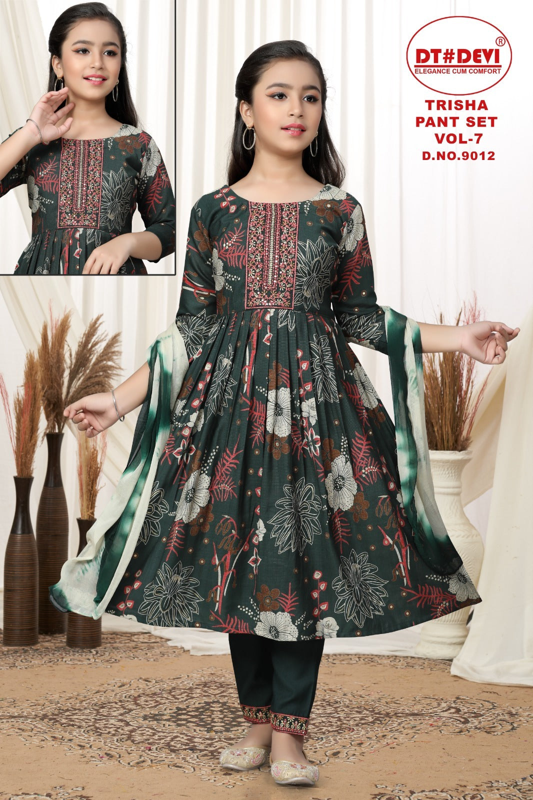 Trisha Vol 7 Dn 9012 Dt Devi Vetican Girls Readymade Pant Suits Wholesaler
