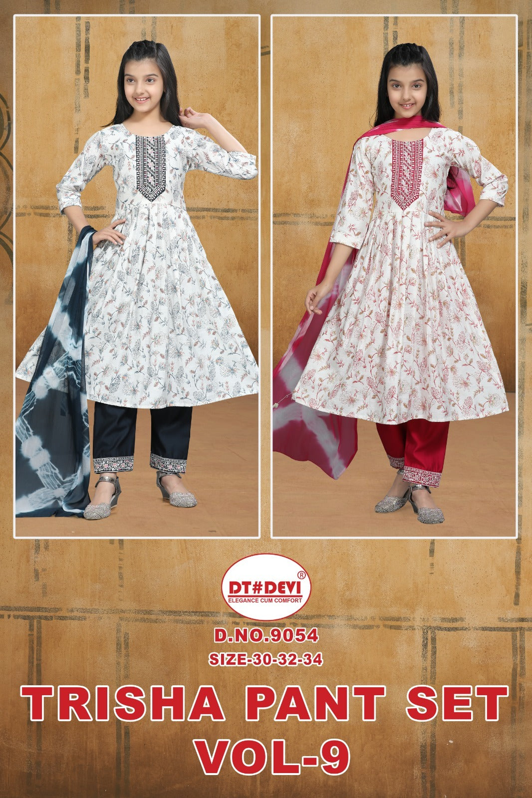Trisha Vol 9 Dn 9054 Dt Devi Vetican Girls Readymade Pant Suits Manufacturer