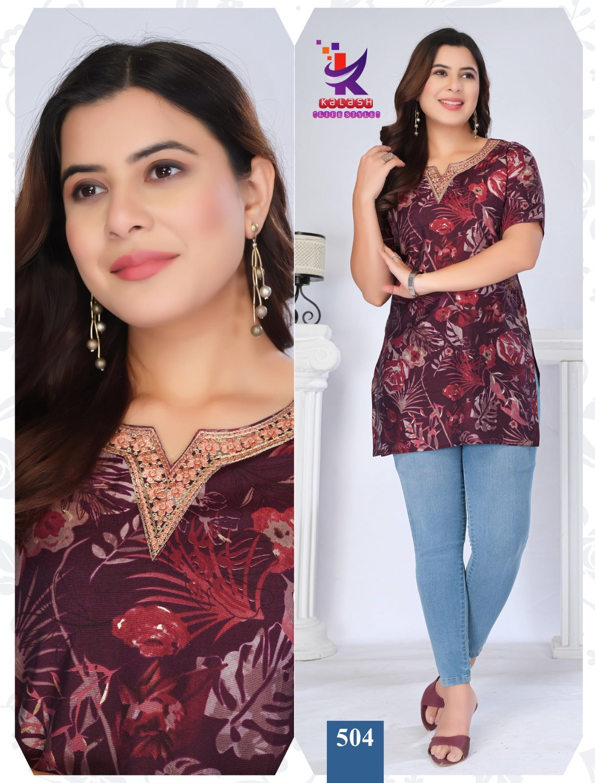 True Glow Mlm Kalash Lifestyle Heavy Foil Short Kurtis Exporter Ahmedabad