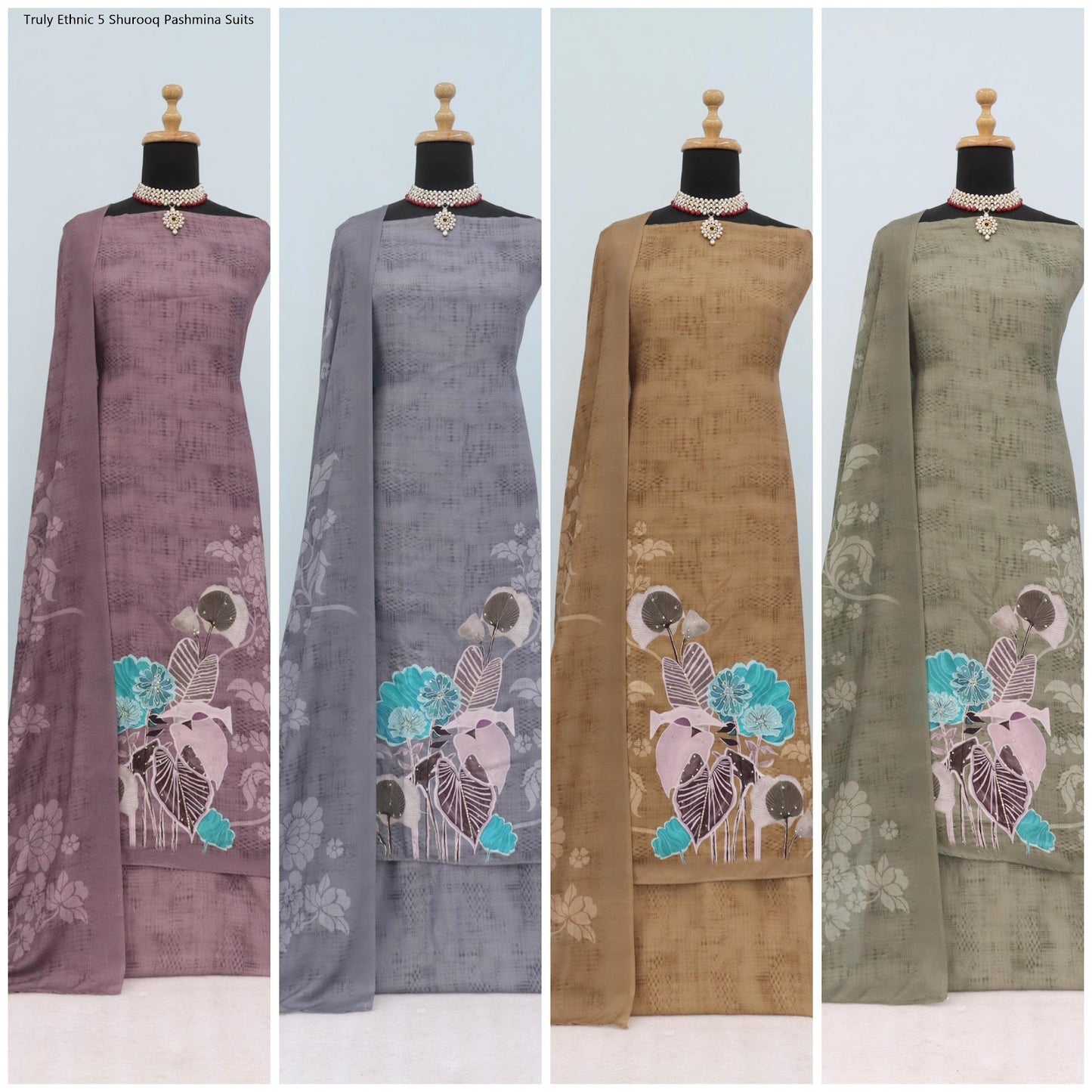 Truly Ethnic 5 Shurooq Viscose Pashmina Suits Wholesale Rate