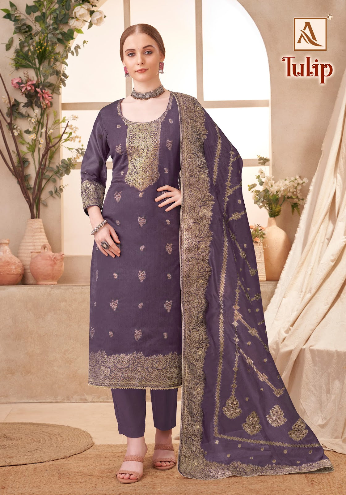Tulip Alok Jacquard Karachi Salwar Suits Manufacturer Gujarat