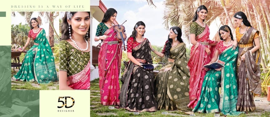 Tulsi 5D Designer Pure Muslin Sarees Exporter Gujarat