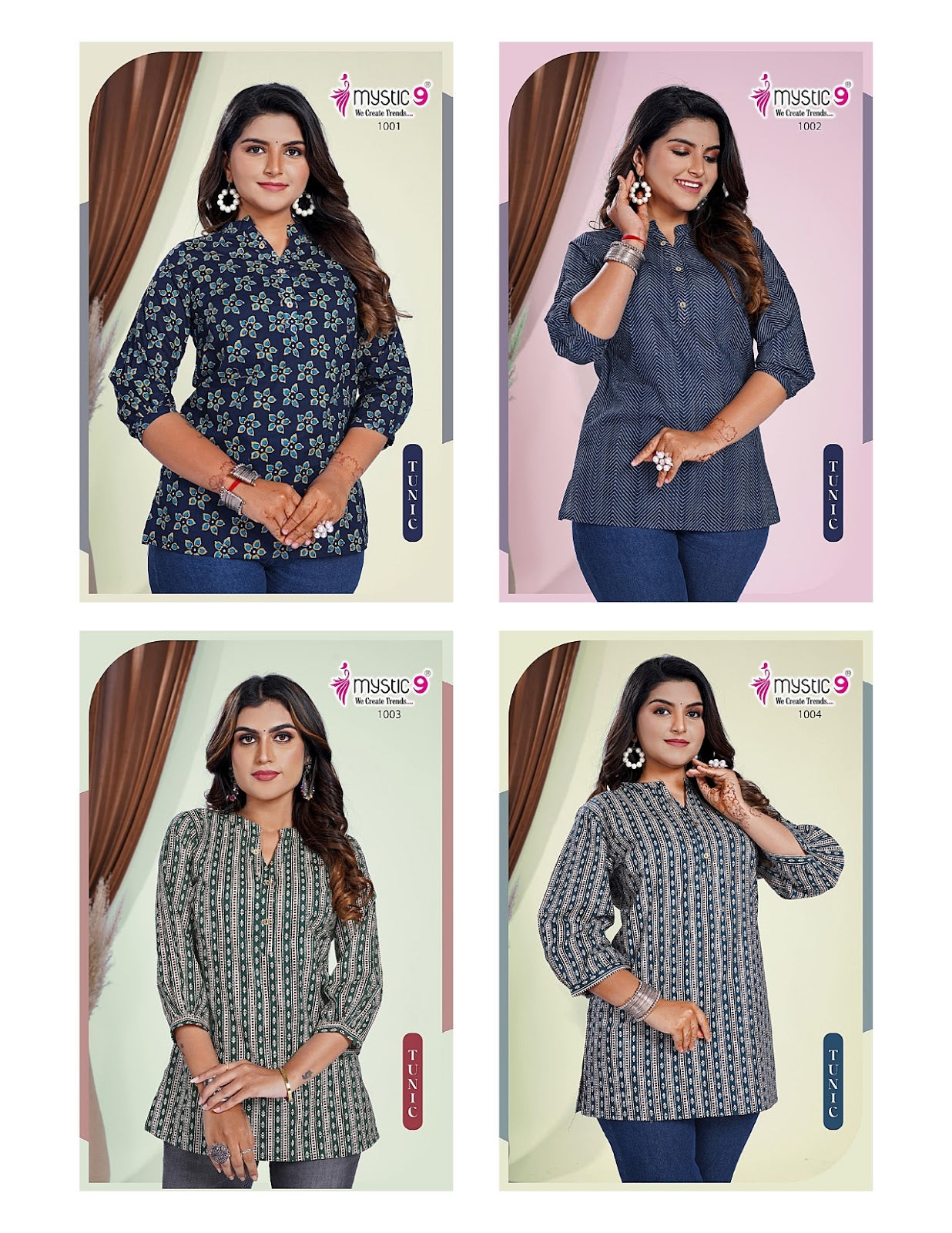 Tunic 01 Mystic 9 Cotton Cambric Stylish Short Tops Wholesale