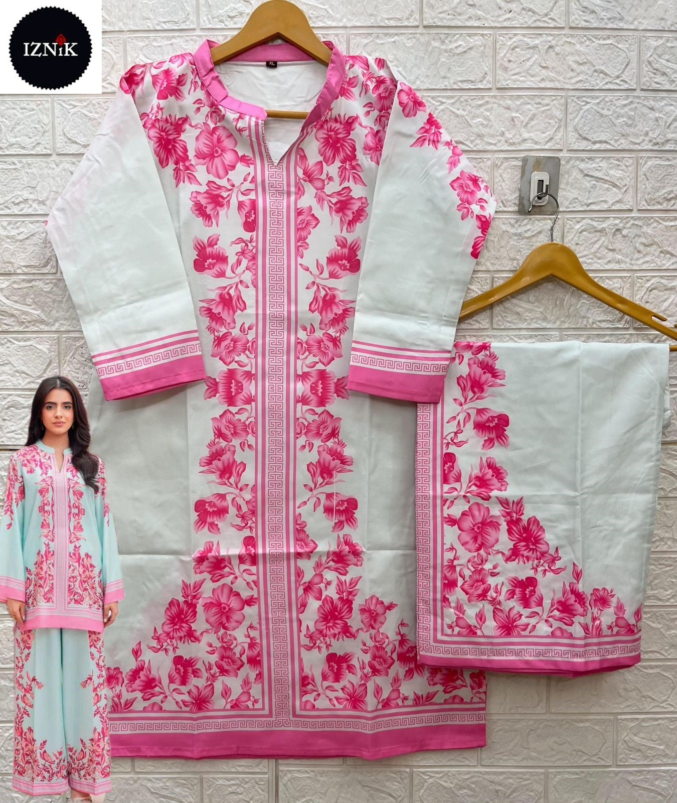 Turkis Karachi Iznik Lawn Co Ord Set Wholesaler India