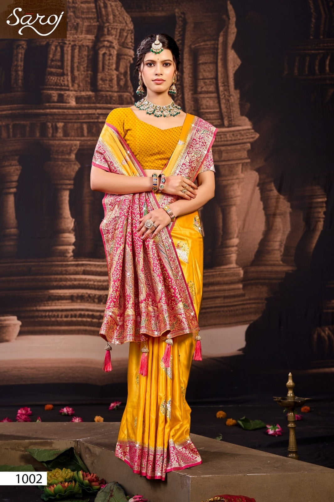Twinkle Satin Saroski Saroj Silk Sarees Wholesale