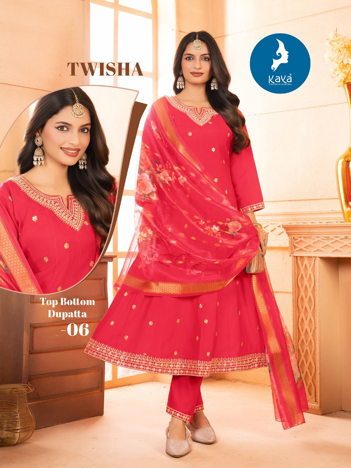 Twisha Kaya Roman Silk Readymade Anarkali Suits Exporter Ahmedabad