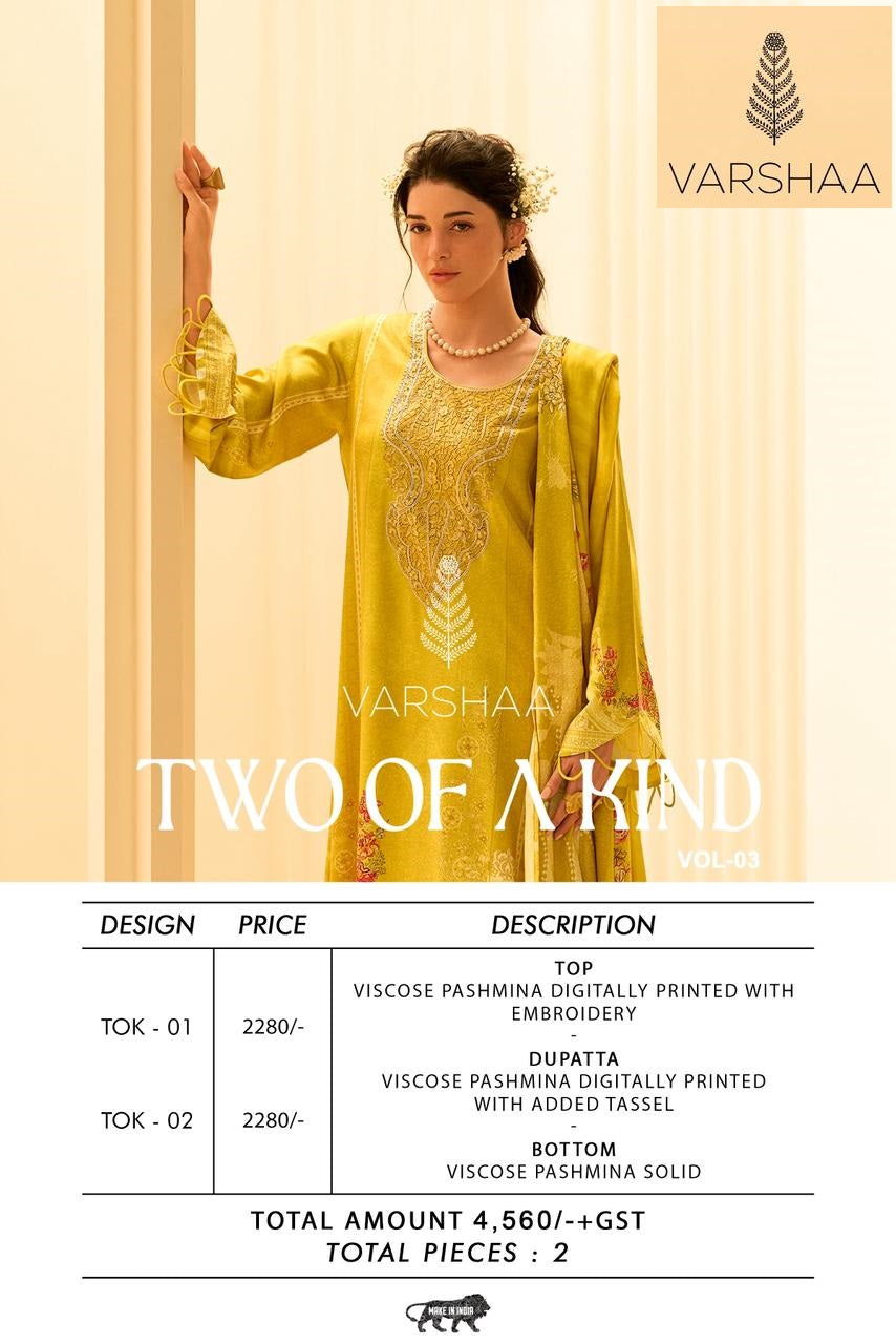 Two Of A Kind Vol 3 Varshaa Pashmina Suits Wholesale Price
