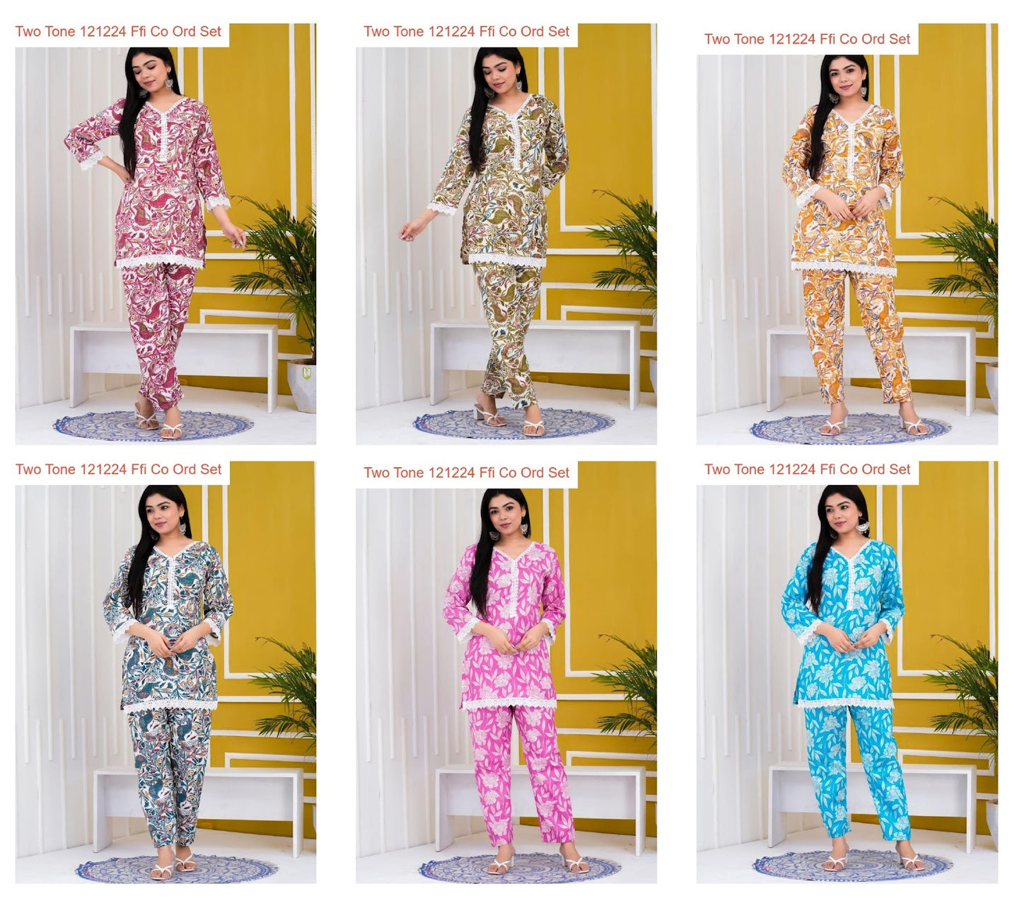 Two Tone 121224 Ffi Cotton Slub Co Ord Set Wholesale Price