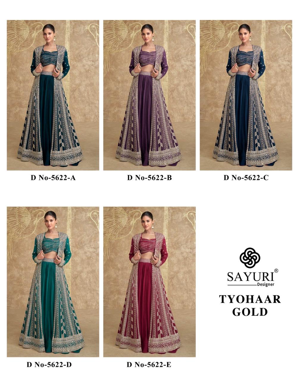 Tyohaar Gold Sayuri Chinnon Silk Crop Top Skirt Jacket Exporter India