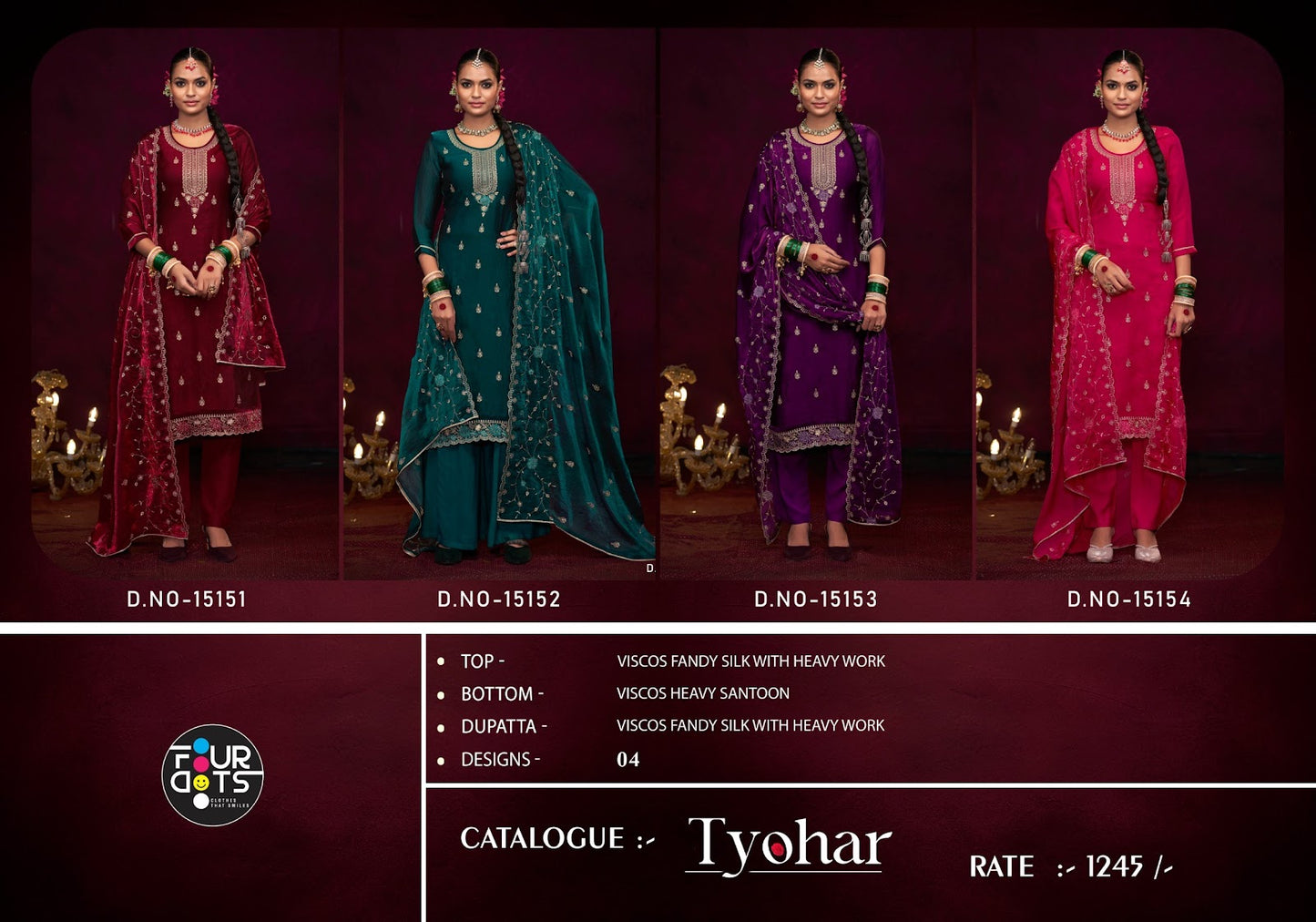 Tyohar Four Dots Viscose Pant Style Suits Exporter India