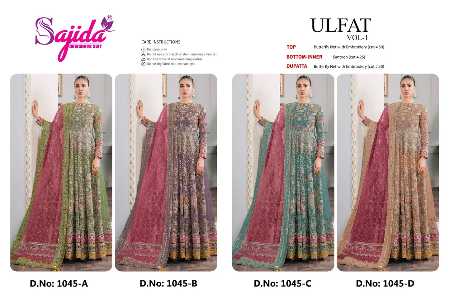 Ulfat Vol 1 1045 Sajida Pakistani Salwar Suits Manufacturer Ahmedabad