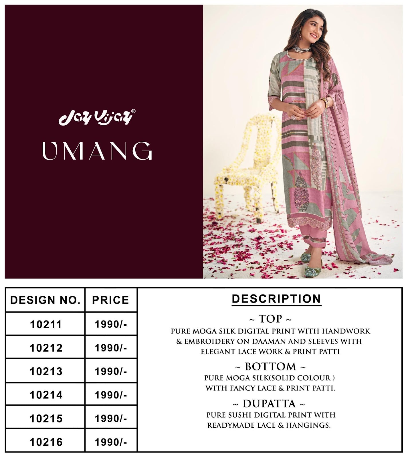 Umang Jay Vijay Moga Silk Pant Style Suits Wholesaler Gujarat