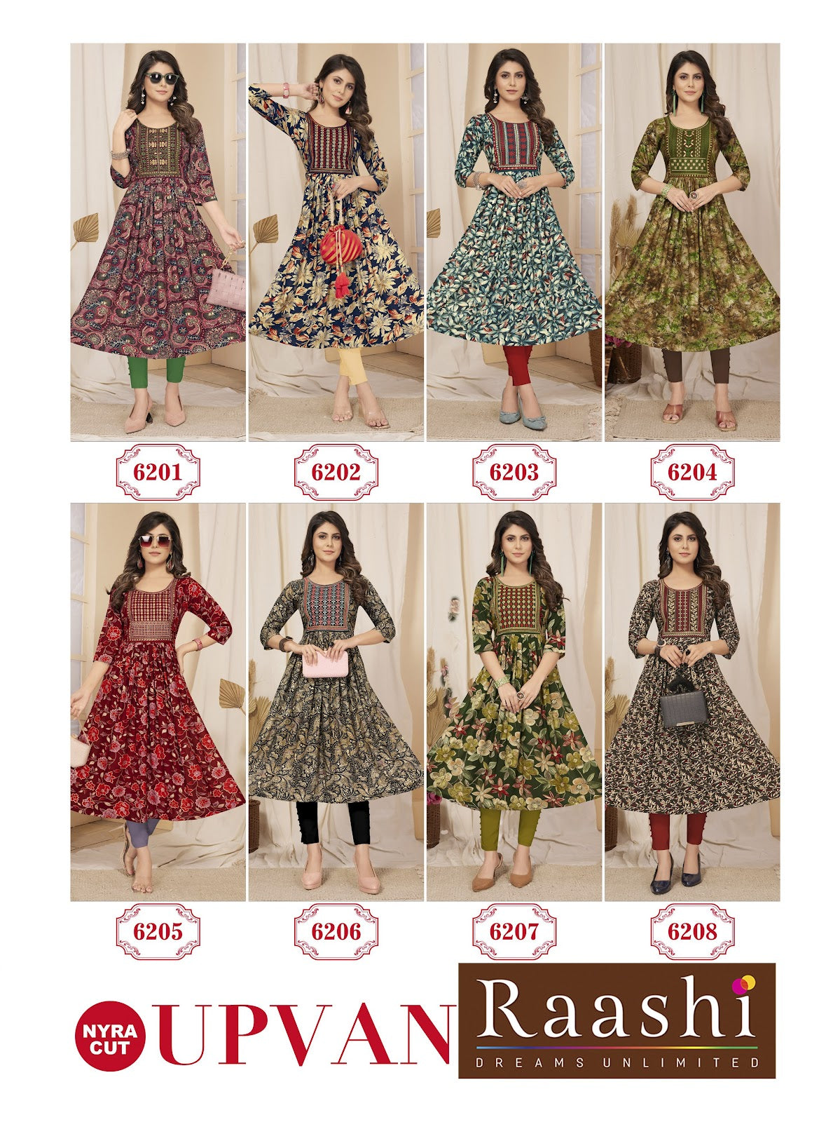 Upvan Raashi Heavy Rayon Naira Cut Kurtis
