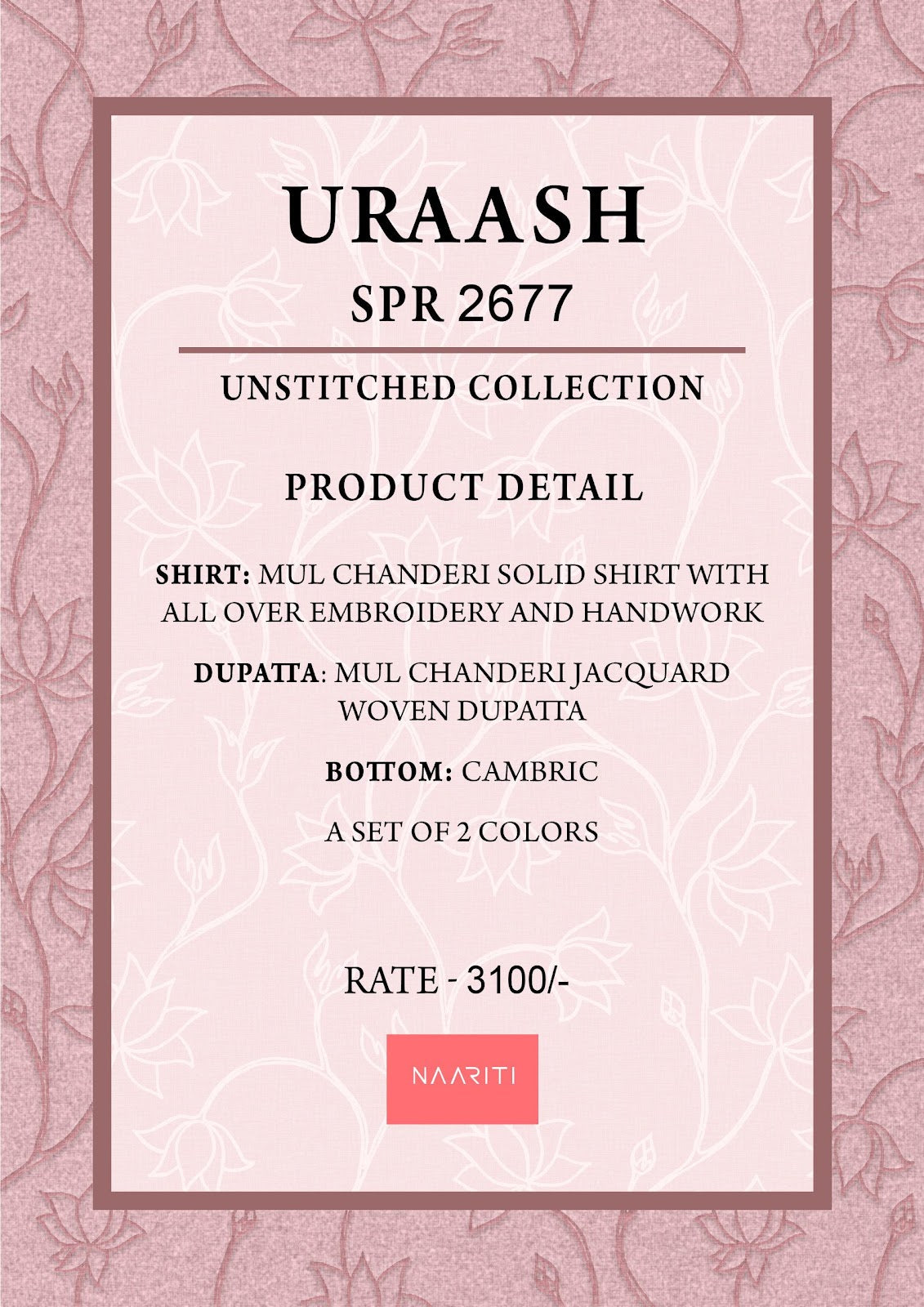 Uraash Naariti Mul Chanderi Pant Style Suits Wholesaler Ahmedabad