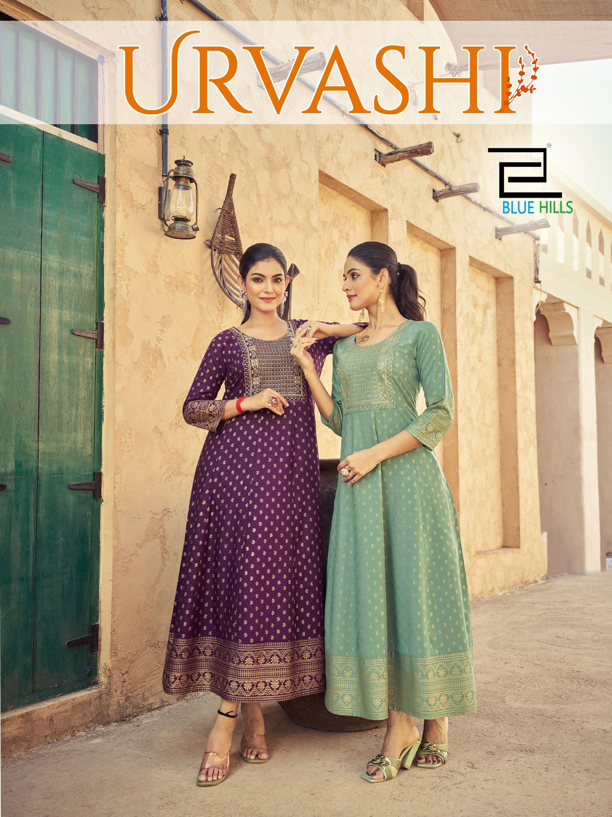 Urvashi Blue Hills Rayon 14Kg Anarkali Kurtis Supplier Ahmedabad