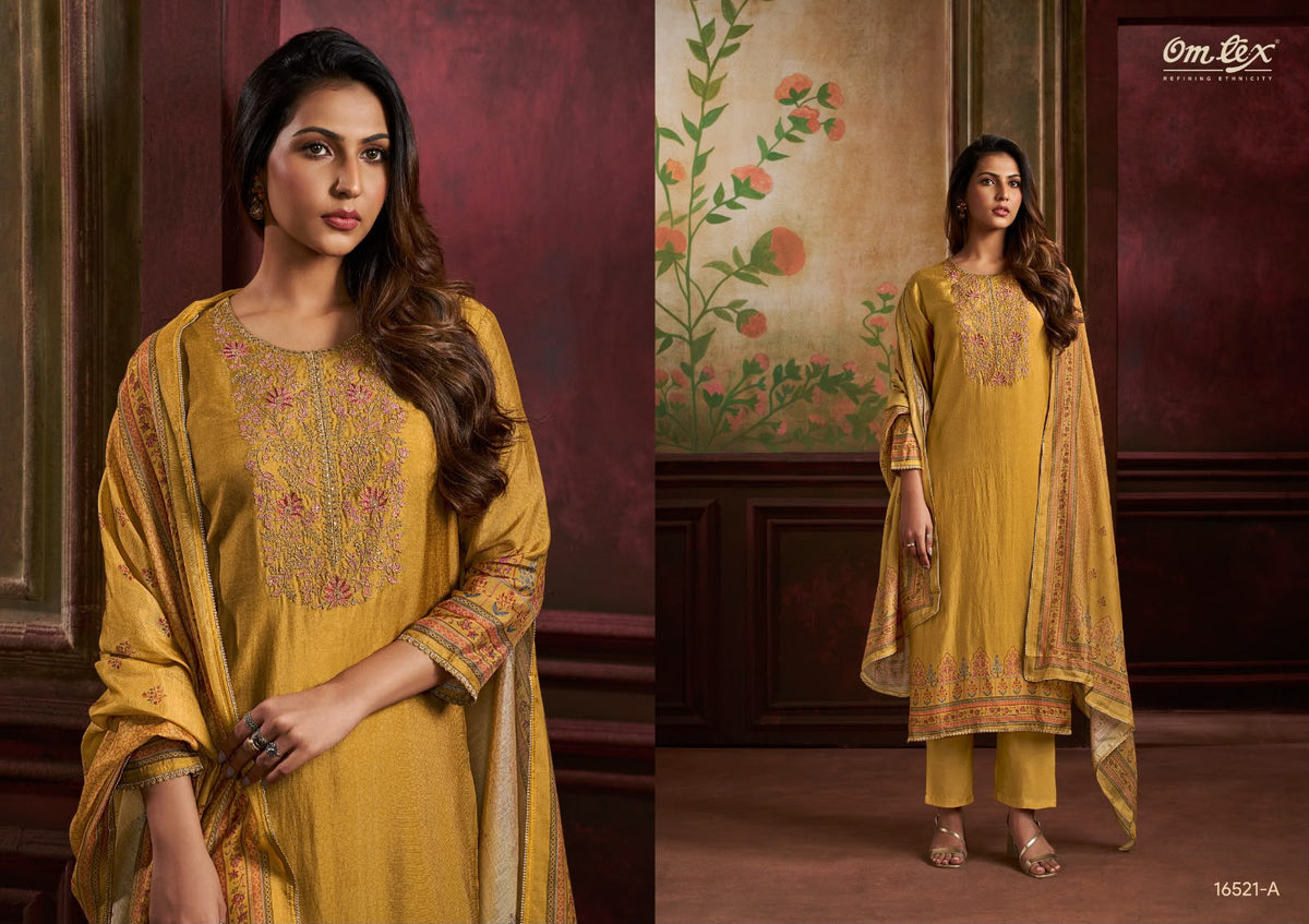 Urvi Omtex Russian Silk Pant Style Suits Exporter India
