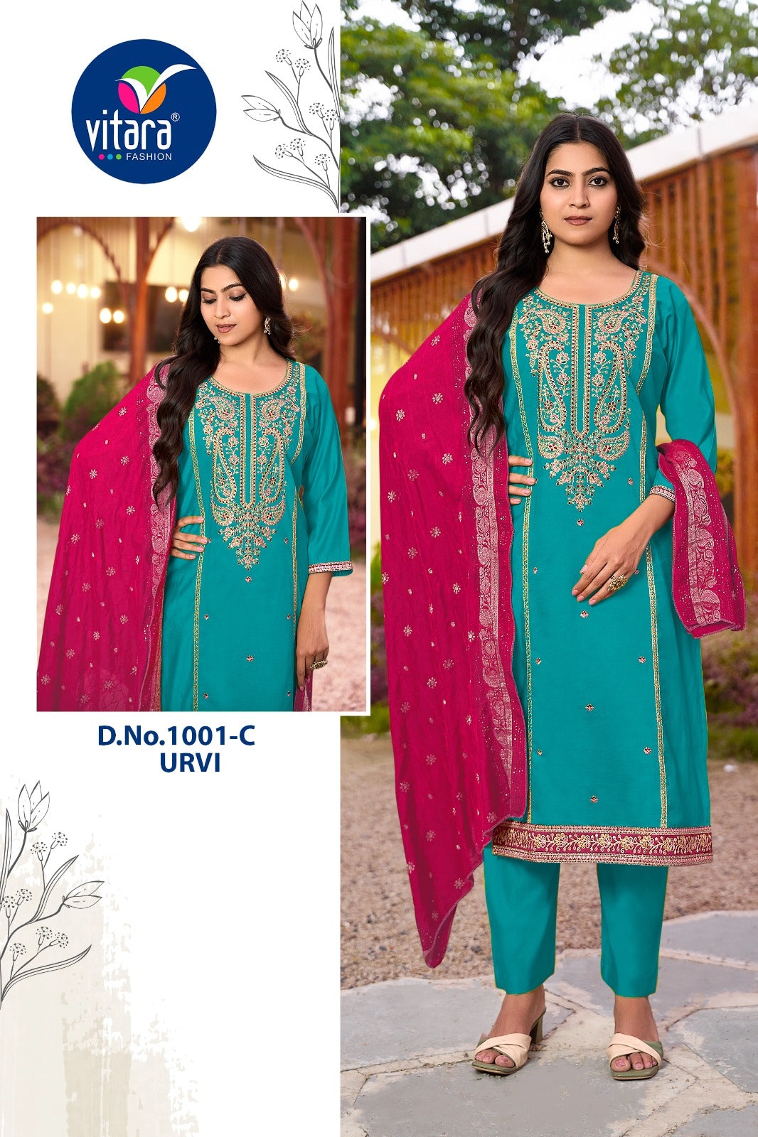 Urvi Vitara Gadwal Silk Readymade Pant Style Suits Manufacturer