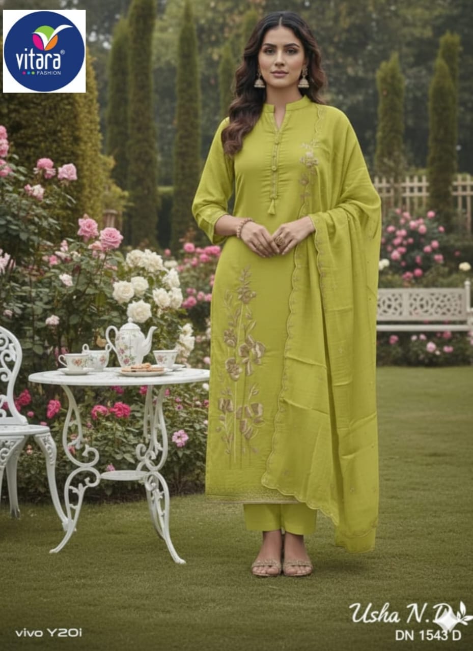 Usha Vitara Chanderi Readymade Pant Style Suits Wholesale Rate