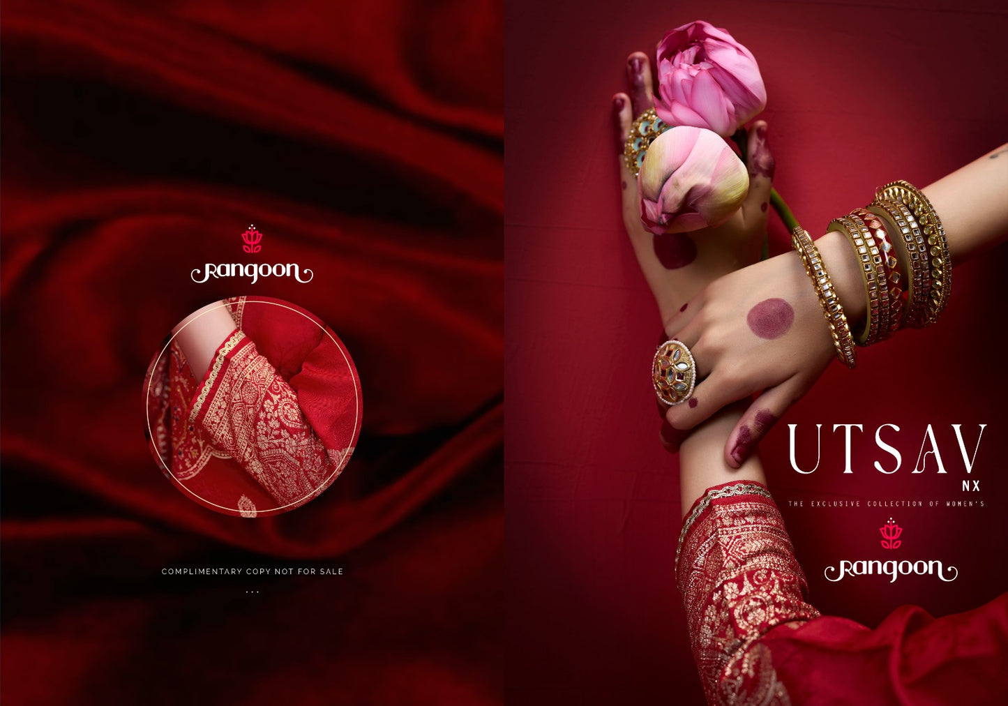 Utsav Nx Red Special Rangoon Dola Jacquard Readymade Pant Style Suits Exporter India