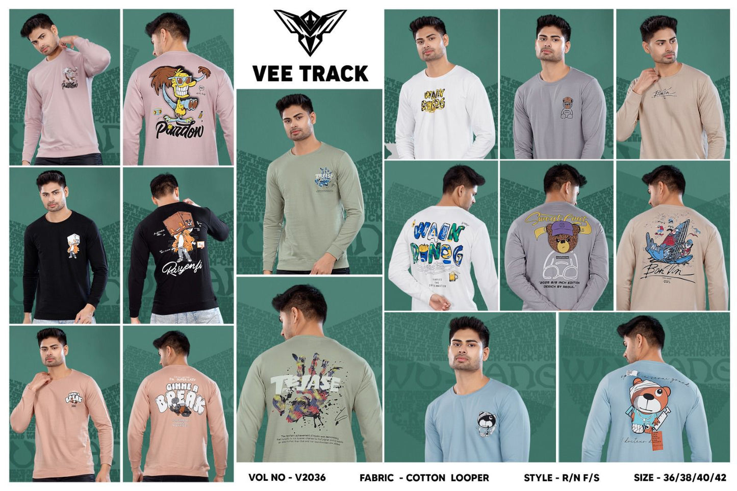 V2036 Vee Track Cotton Looper Mens Tshirts Wholesaler Ahmedabad