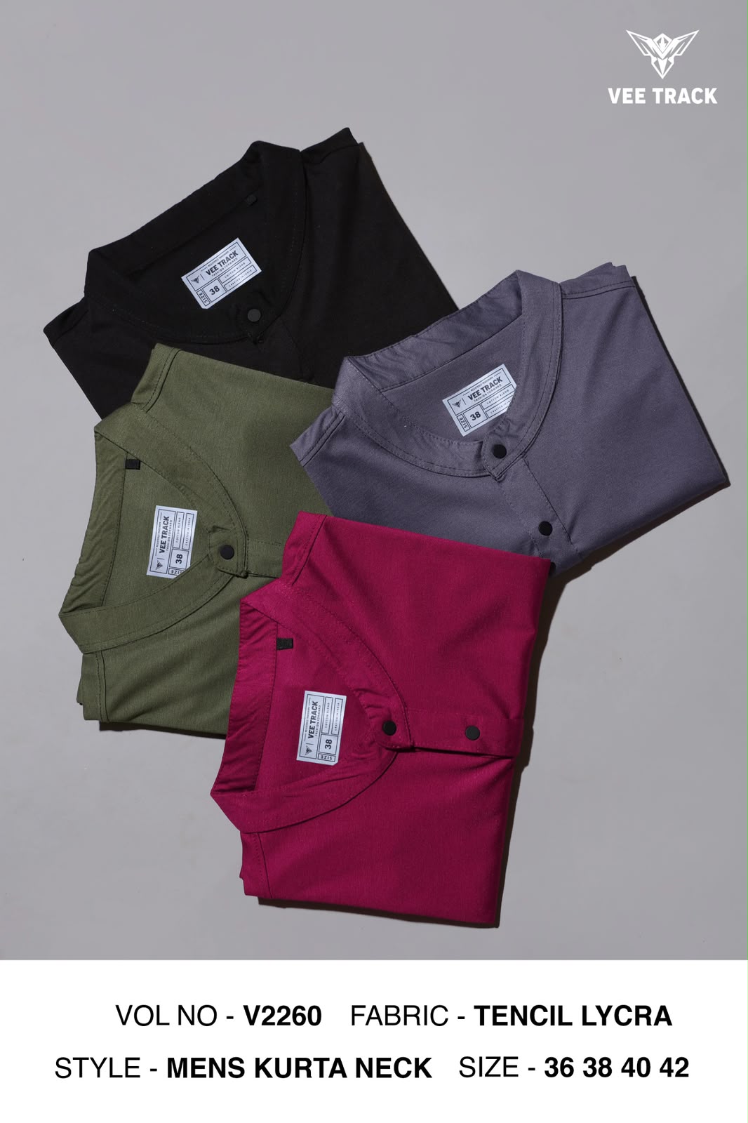V2260 Henley Neck Vee Track Tencil Lycra Mens Tshirts Wholesaler