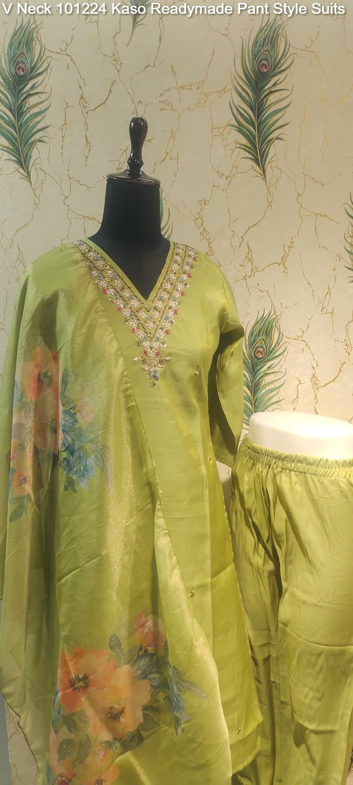 V Neck 101224 Kaso Readymade Pant Style Suits Wholesale Price