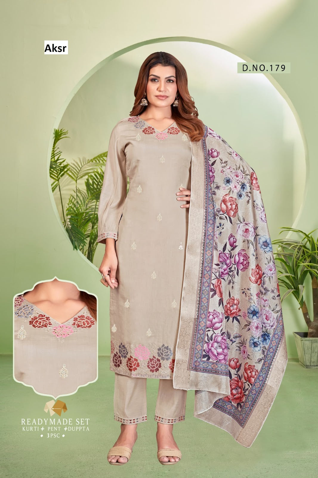 V Neck 23 Aksr Vatican Readymade Pant Style Suits Supplier Ahmedabad