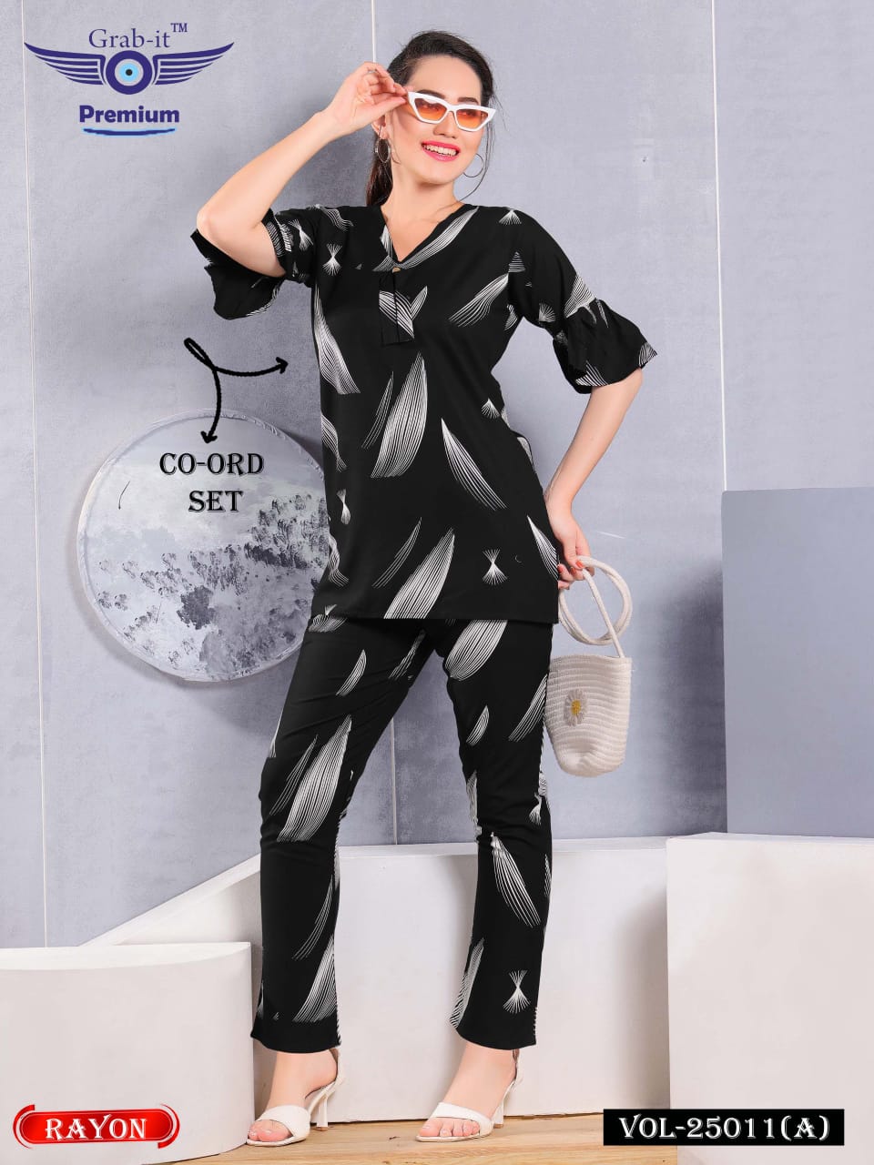 V Neck 25011 A Grab It Rayon Co Ord Set Supplier Ahmedabad