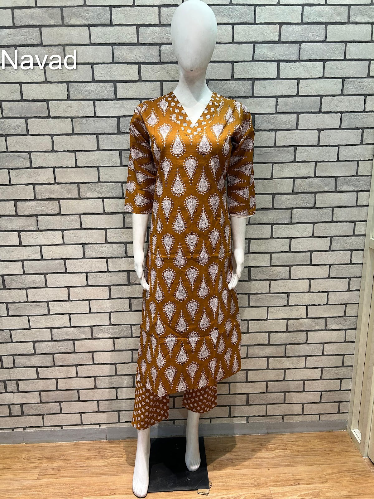V Neck 2904 Navad Cotton Kurti Bottom Set Manufacturer Gujarat