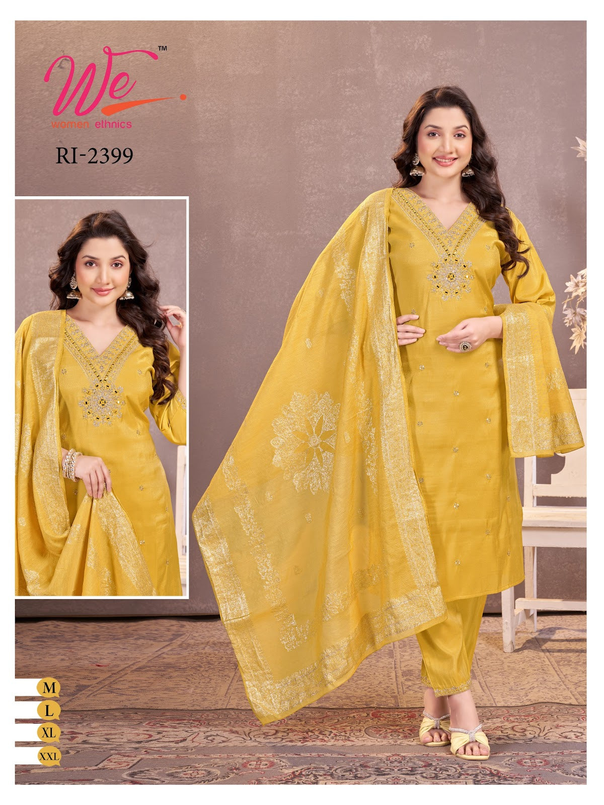 V Neck Design Women Ethnics Roman Readymade Pant Style Suits Supplier