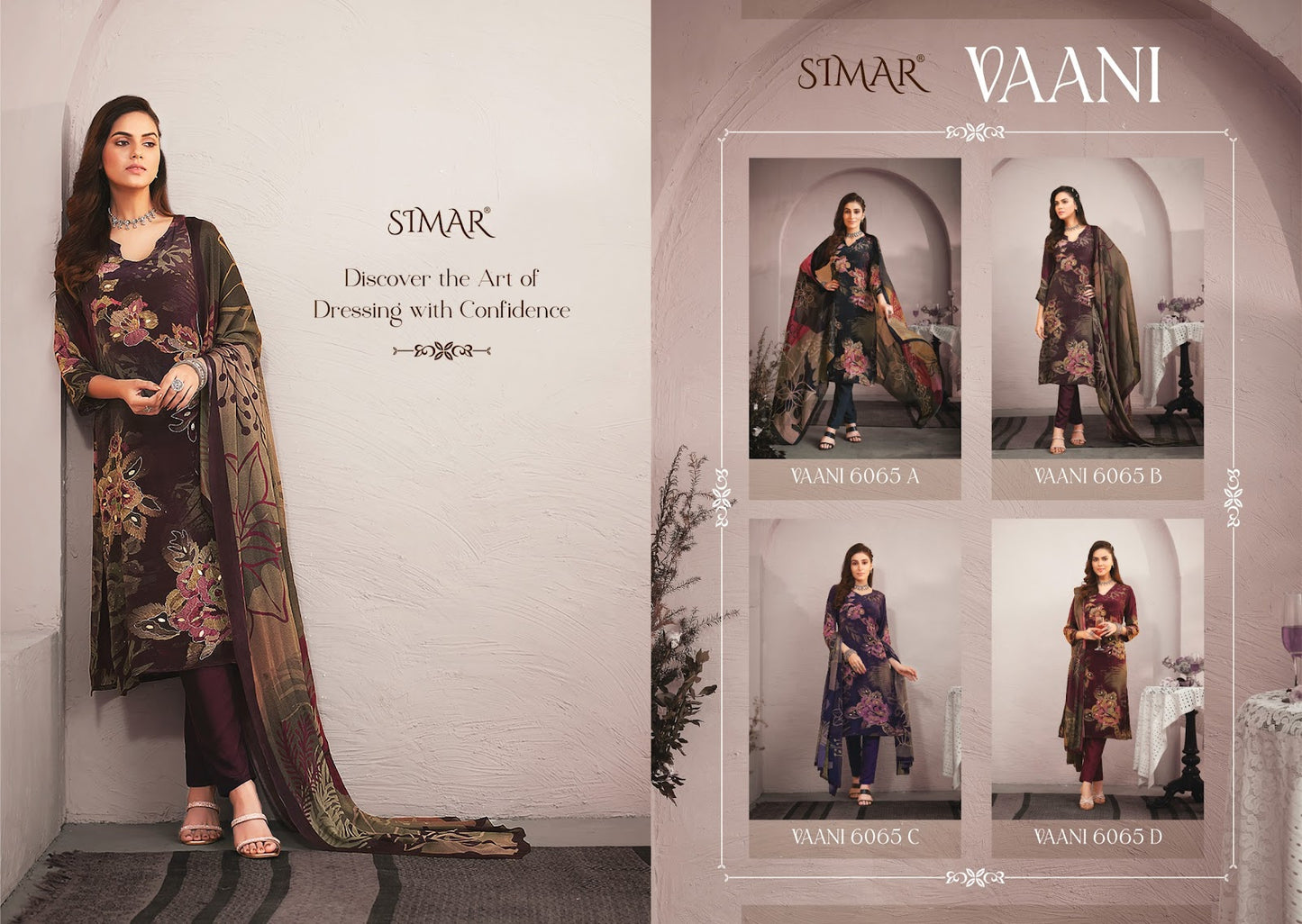 Vaani 6065 Simar Natural Crape Pant Style Suits Manufacturer