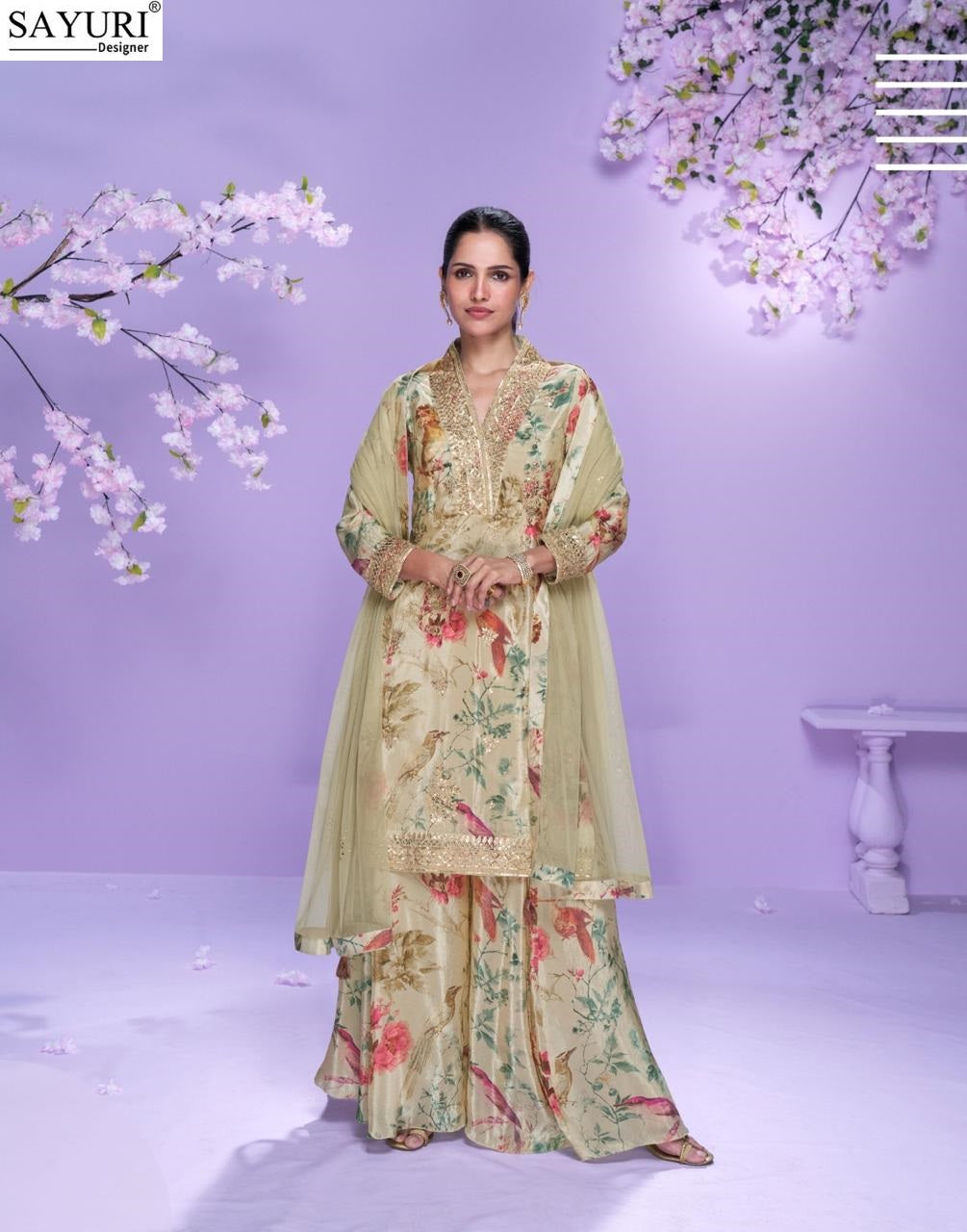 Vaani Sayuri Chinon Readymade Plazzo Style Suits Wholesaler Ahmedabad
