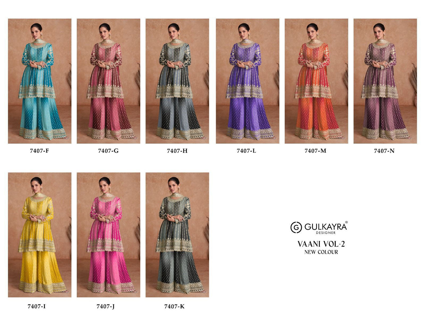 Vaani Vol 2-New Gulkayra Designer Chinon Sharara Style Suits Exporter Gujarat