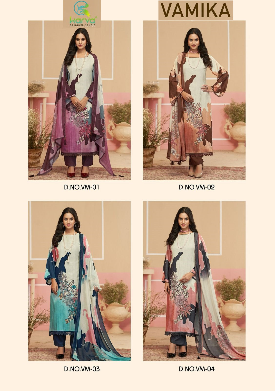 Vamika Karva Designer Studio Pure Viscose Muslin Pant Style Suits Wholesaler Gujarat