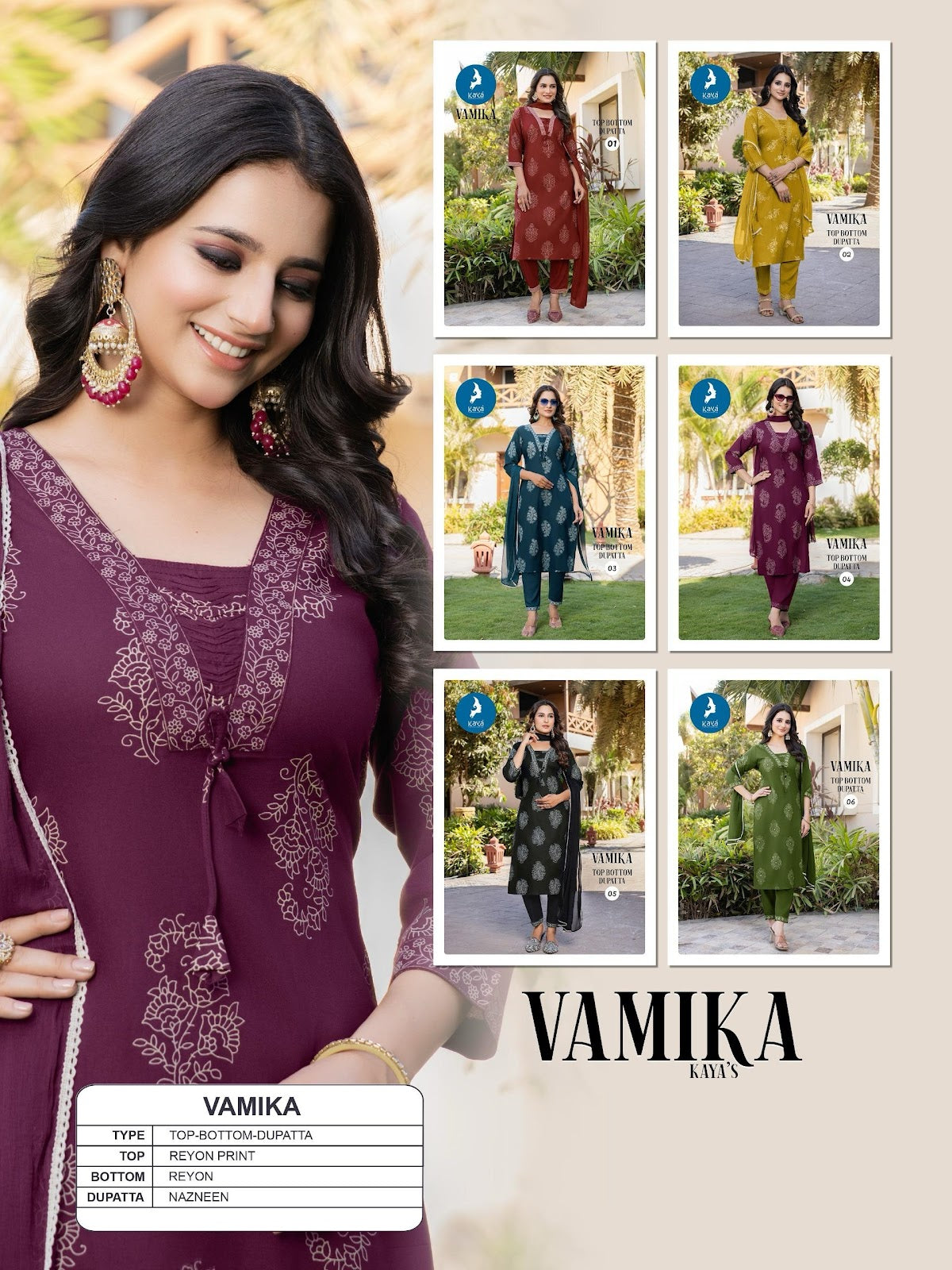 Vamika Kaya Rayon Readymade Suits Manufacturer Ahmedabad