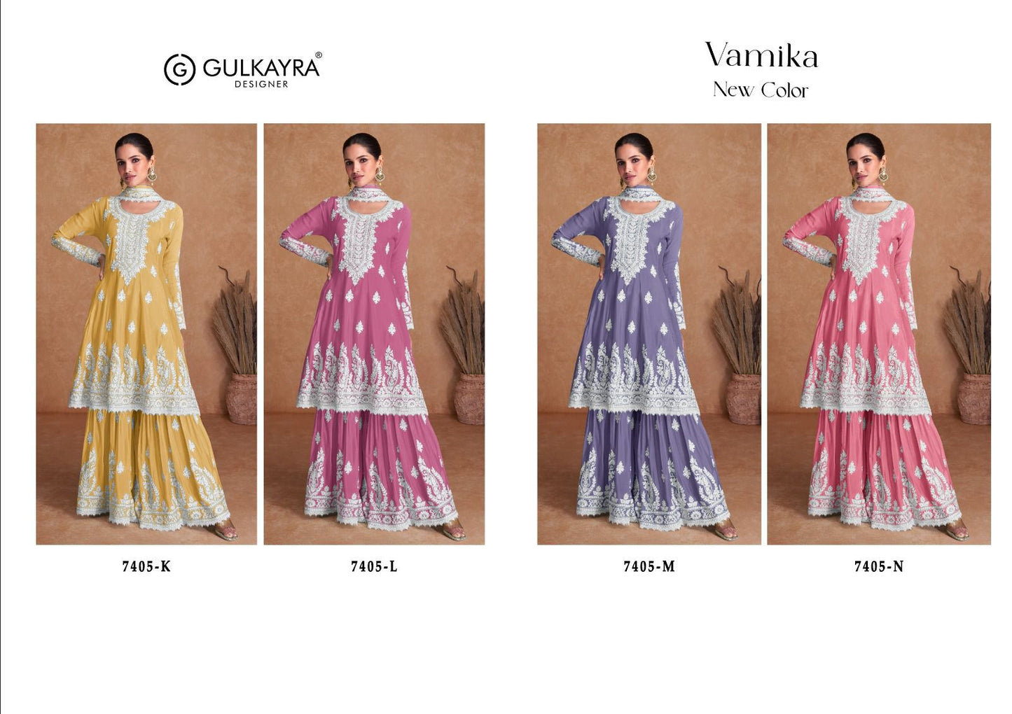 Vamika New Colors Gulkayra Designer Chinon Readymade Sharara Suits