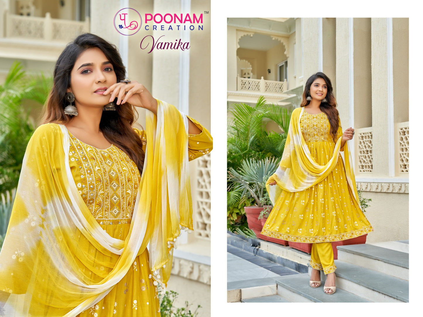 Vamika Poonam Creation Rayon Slub Readymade Pant Style Suits Wholesale