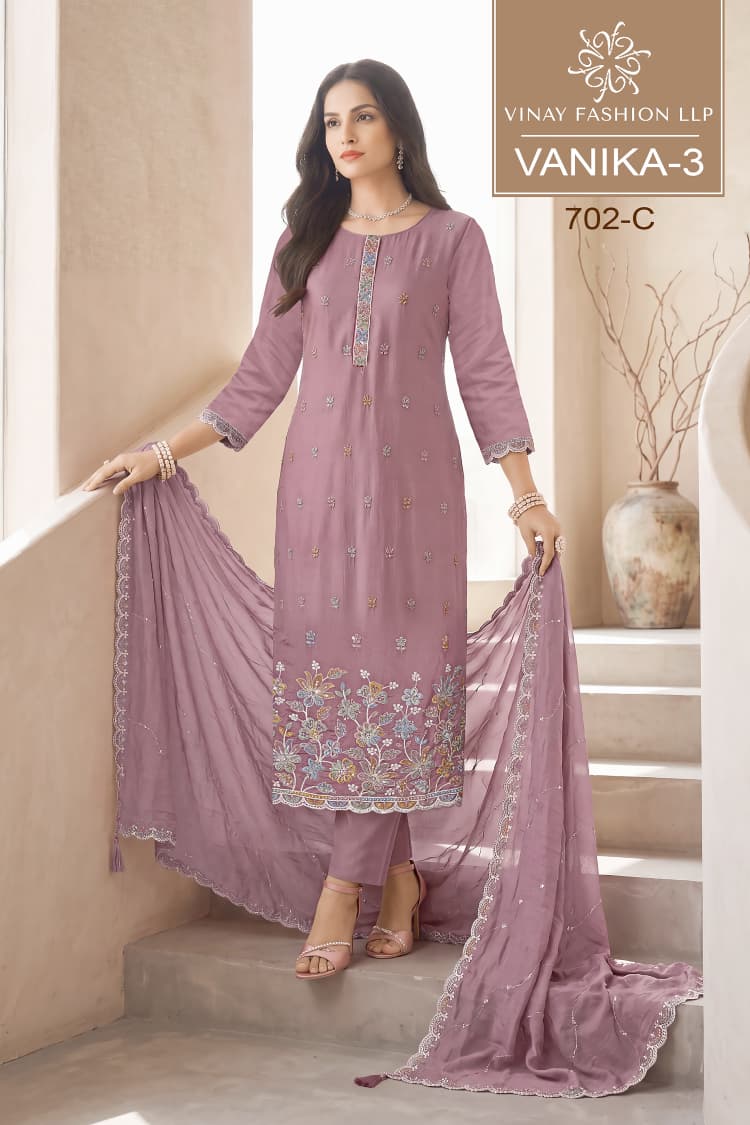Vanika 3 Kuleesh Vinay Fashion Llp Mul Chanderi Pant Style Suits Wholesaler