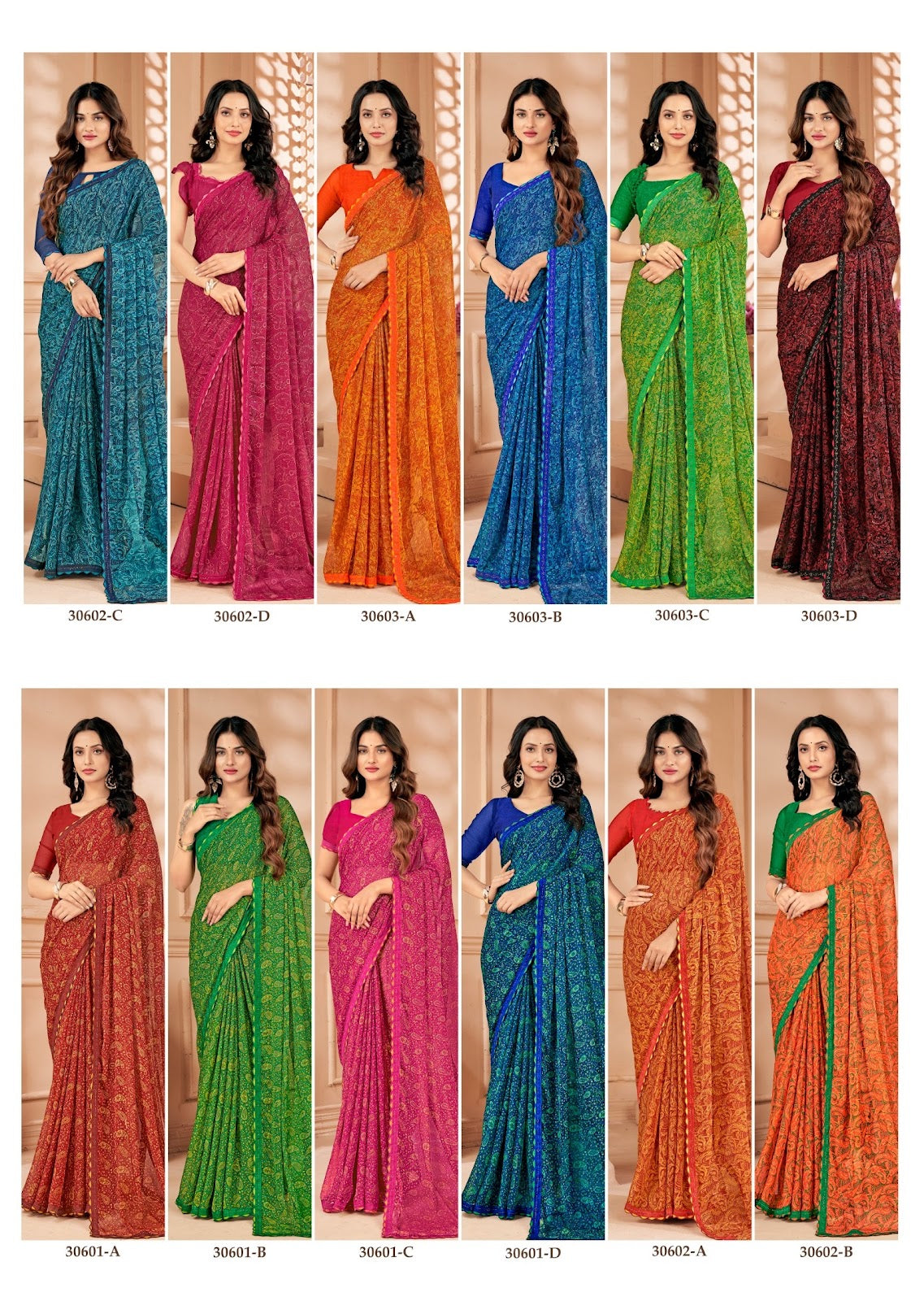 Vanilla 4 Ruchi Chiffon Sarees Exporter