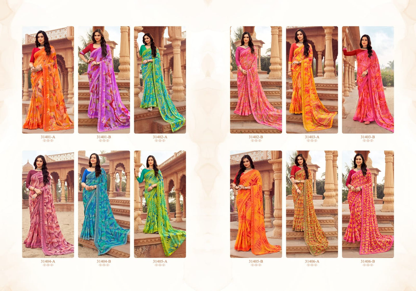 Vanilla 6 Ruchi Chiffon Sarees Wholesaler