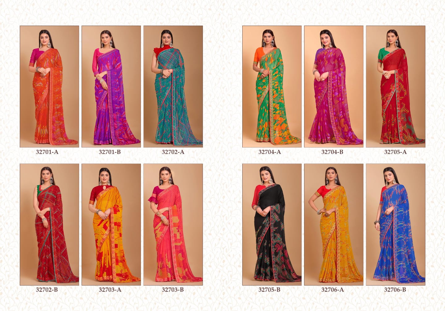 Vanilla 7 Ruchi Chiffon Sarees Wholesale Price