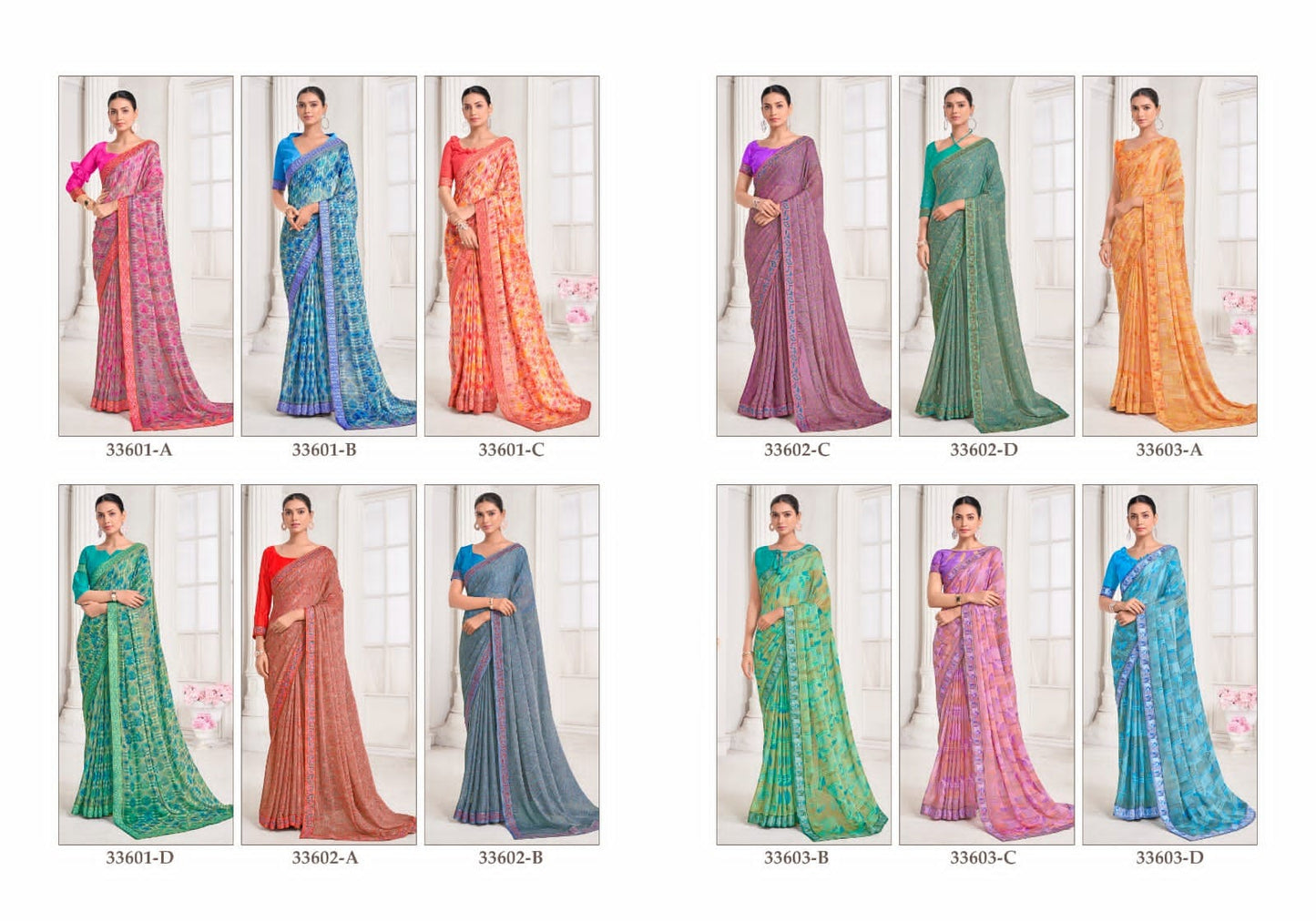 Vanilla New Ruchi Chiffon Sarees Exporter