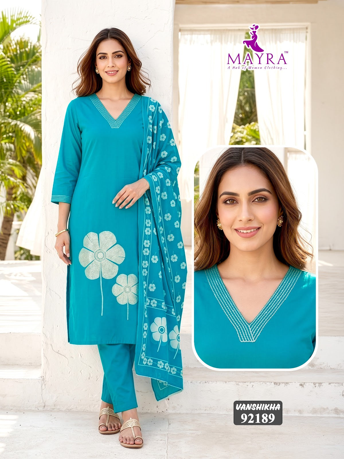Vanshikha Mayra Dhabu Cotton Readymade Pant Style Suits Supplier Ahmedabad
