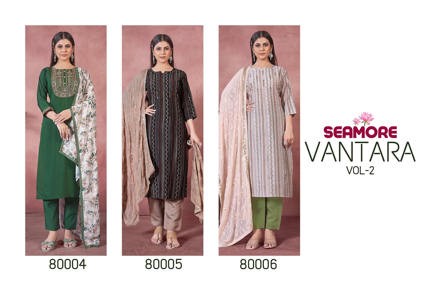 Vantara Vol 2 Seamore Art Silk Readymade Pant Style Suits Exporter