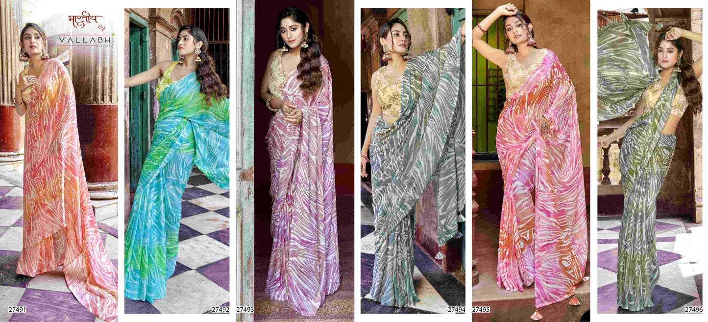 Varkala Vallabhi Prints Georgette Sarees Manufacturer Ahmedabad