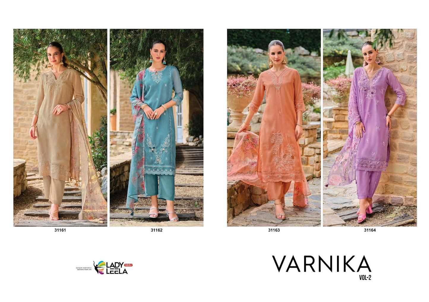 Varnika Vol 2 Ladyleela Organza Readymade Pant Style Suits Manufacturer Ahmedabad
