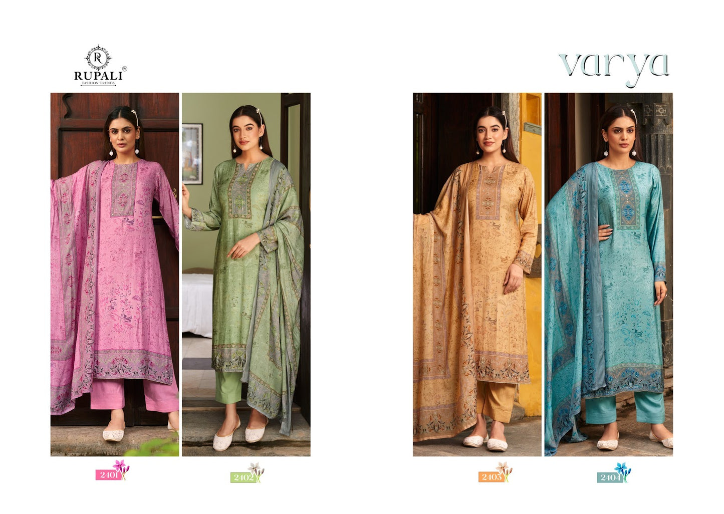 Varya Rupali Muslin Jacquard Pant Style Suits Wholesaler Ahmedabad