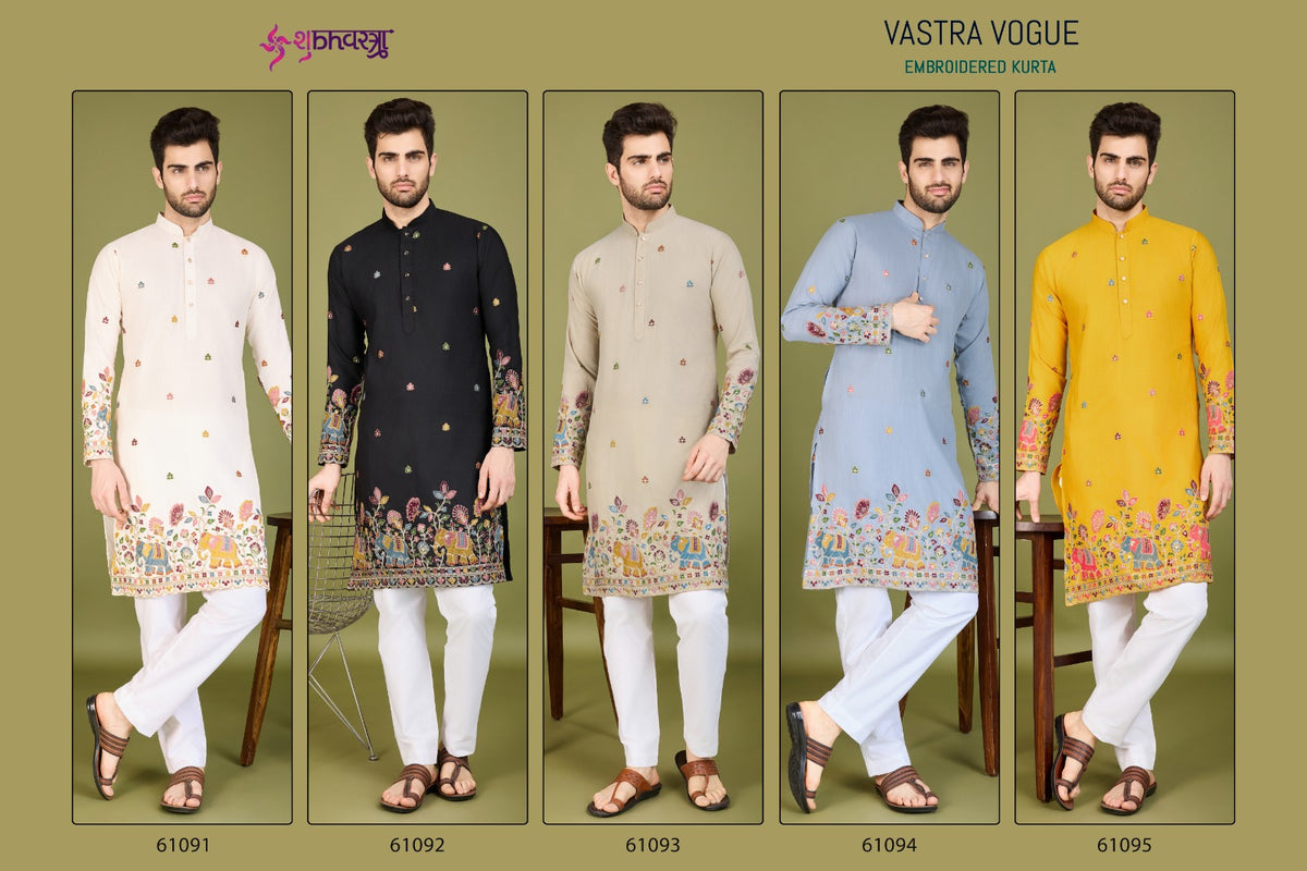 Vastra Vogue 61091-61095 Shubhvastra Cotton Mens Kurta Wholesale Price